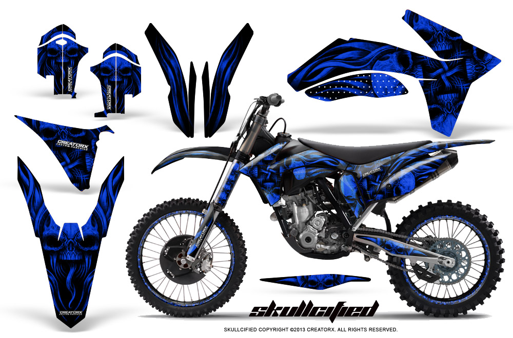 KTM C7 2011 SX-F Graphics Kit Skullcified Blue NP Rims